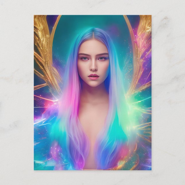 Kvinnor med blått och Lila Hair-vykort Vykort (Framsida)