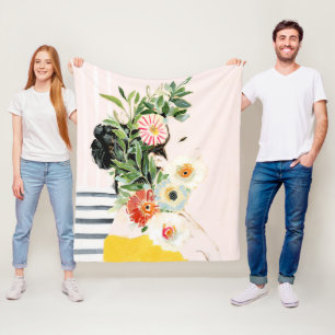 Kvinnor med blommor fleecefilt
