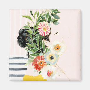 Kvinnor med blommor magnet