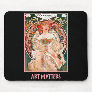 Kvinnor med blommor Paris Mucha Art Nouveau Konst Musmatta