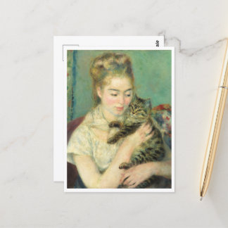 Kvinnor med en katt av Auguste Renoir Vykort