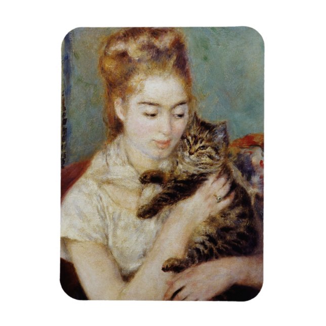 Kvinnor med en katt av Pierre-Auguste Renoir Magnet (Vertikal)