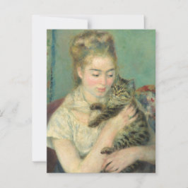 Kvinnor med en katt av Renoir Impressionist Art Vykort