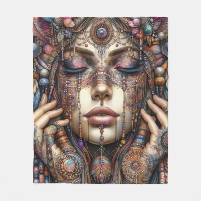 Kvinnor med experimentell staminspirerad Ornamenta Fleecefilt (Framsidan)