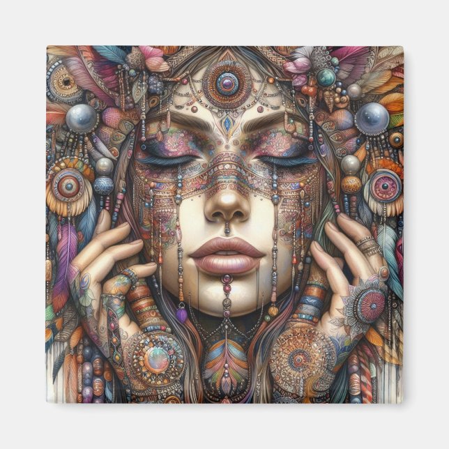 Kvinnor med experimentell staminspirerad Ornamenta Magnet (Framsidan)