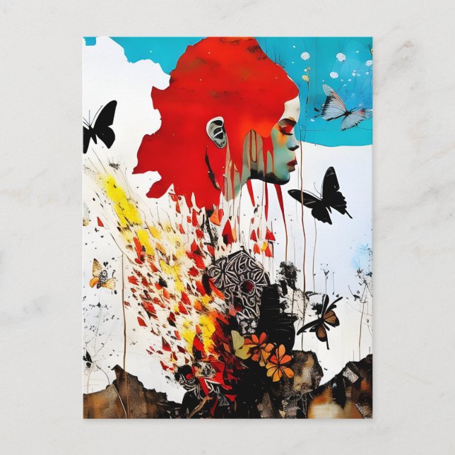 Kvinnor med fjärilar vykort (Framsida)