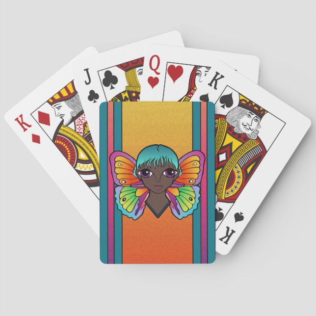 Kvinnor med fjärilskort i Vingar Casinokort (Baksidan)