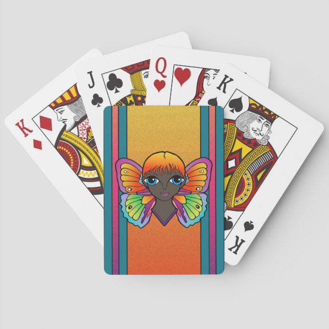 Kvinnor med fjärilskort i Vingar Casinokort (Baksidan)