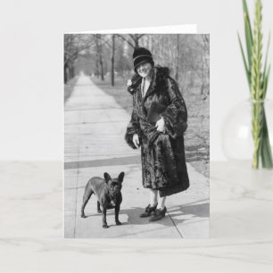 Kvinnor med Fransk Bulldog, 1920-talet Kort