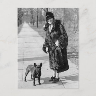 Kvinnor med Fransk Bulldog, 1920-talet Vykort