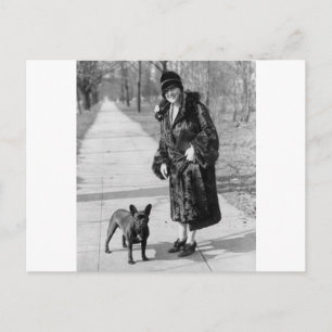 Kvinnor med Fransk Bulldog, 1920-talet Vykort