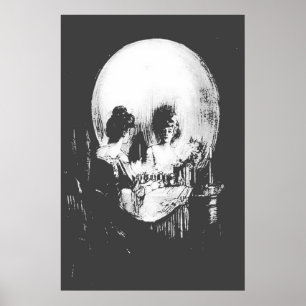 Kvinnor med Halloween-hudreflektion i Spegel Poster