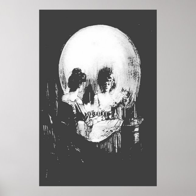 Kvinnor med Halloween-hudreflektion i Spegel Poster (Framsidan)