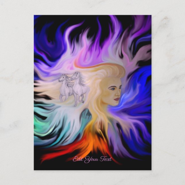 Kvinnor med häst vykort (Framsida)