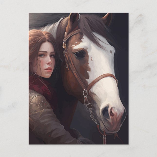 Kvinnor med häst vykort (Framsida)