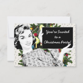 Kvinnor med julklapp på 1950-talet inbjudningar