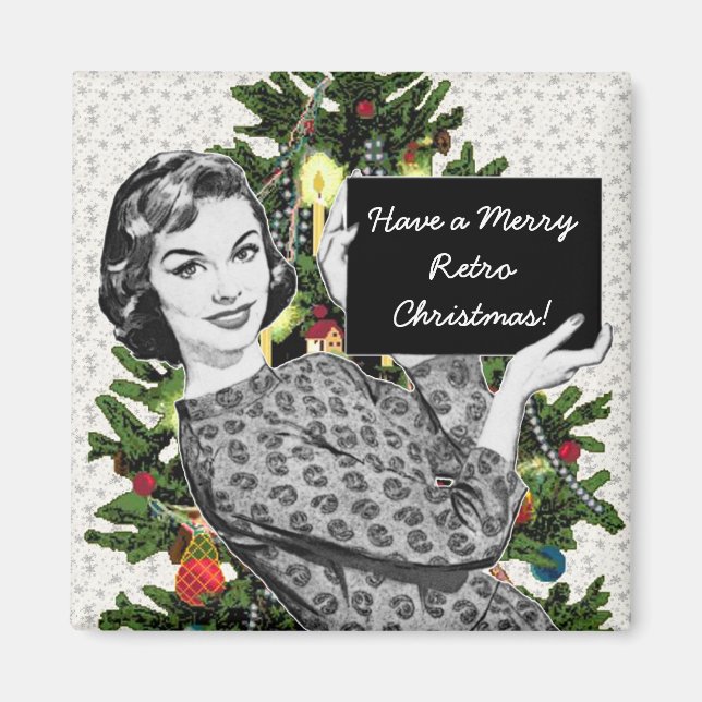 Kvinnor med julklapp på 1950-talet magnet (Framsidan)