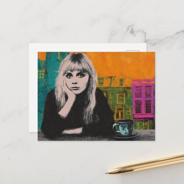 Kvinnor med kaffefärgade blandade medier vykort (Fram/Back In Situ)