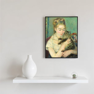 Kvinnor med katt, Auguste Renoir Fine Art Poster