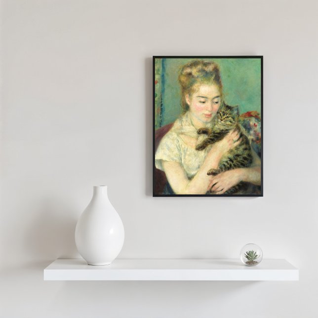 Kvinnor med katt, Auguste Renoir Fine Art Poster (Skapare uppladdad)