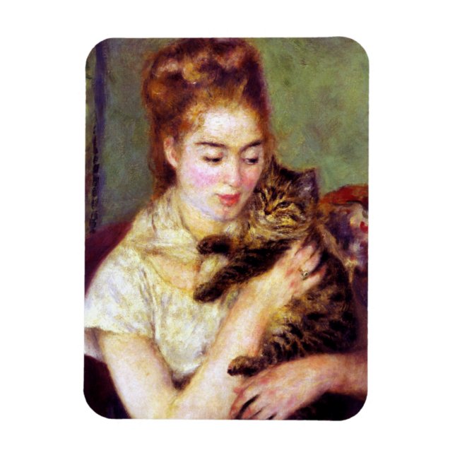 Kvinnor med katt, Auguste Renoir Magnet (Vertikal)
