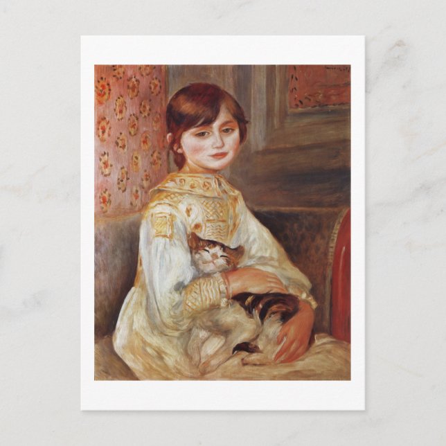Kvinnor med katt, Auguste Renoir Vykort (Framsida)