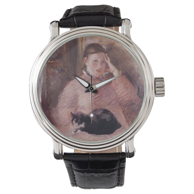 Kvinnor med Katt (av Edouard Manet) Armbandsur (Framsida)