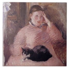 Kvinnor med Katt (av Edouard Manet) Kakelplatta