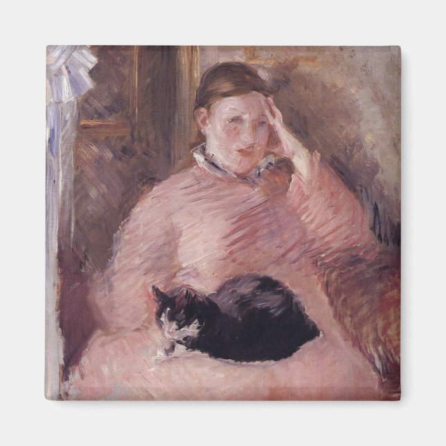Kvinnor med Katt (av Edouard Manet) Magnet (Framsidan)