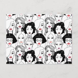 Kvinnor med Lipstick Mönster Helg Vykort