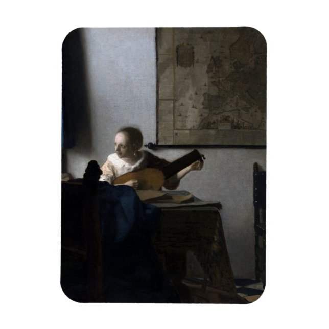 Kvinnor med Lute Johannes Vermeer Magnet (Vertikal)