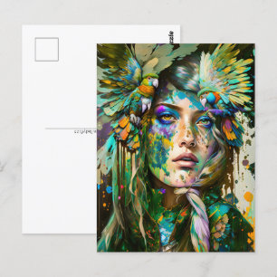 Kvinnor med papegoja, postkorsning vykort