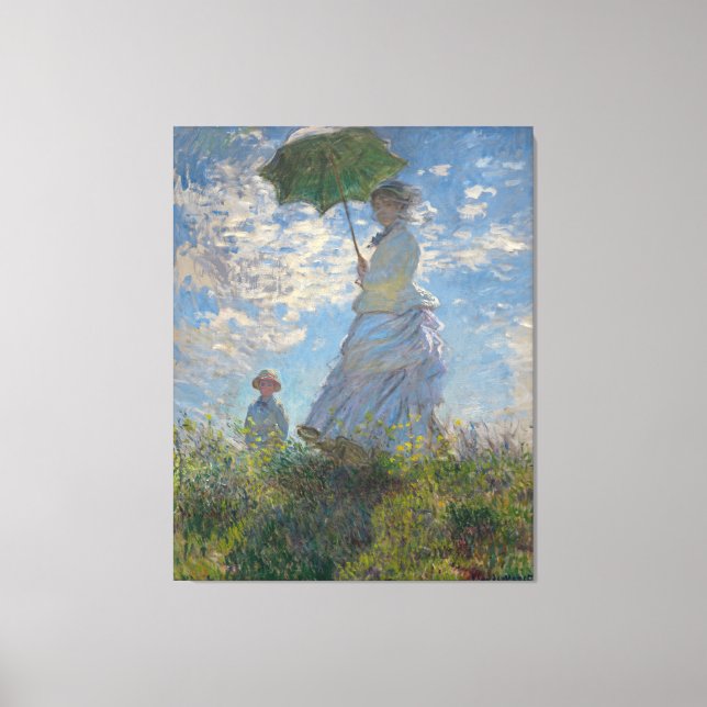 Kvinnor med parasol av Claude Monet Canvastryck (Framsida)