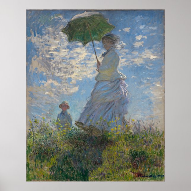 Kvinnor med parasol av Claude Monet Poster (Framsidan)