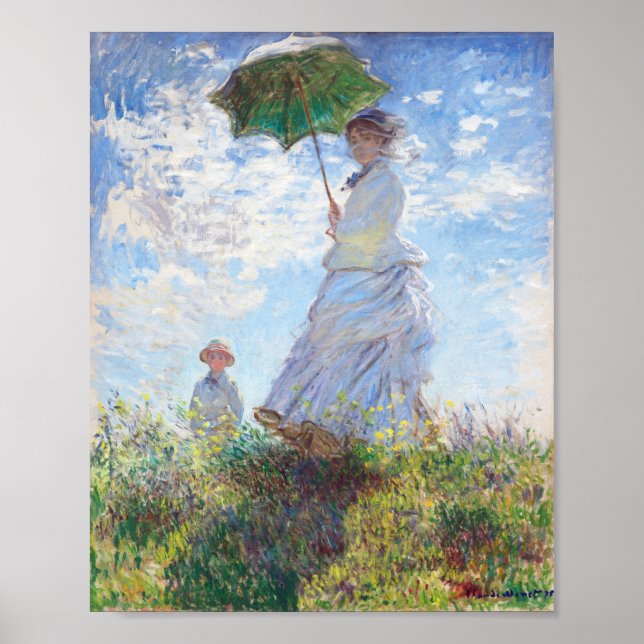 Kvinnor med parasol av Claude Monet Poster (Framsidan)