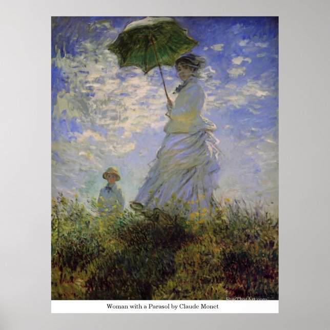 Kvinnor med parasol av Claude Monet Poster (Framsidan)