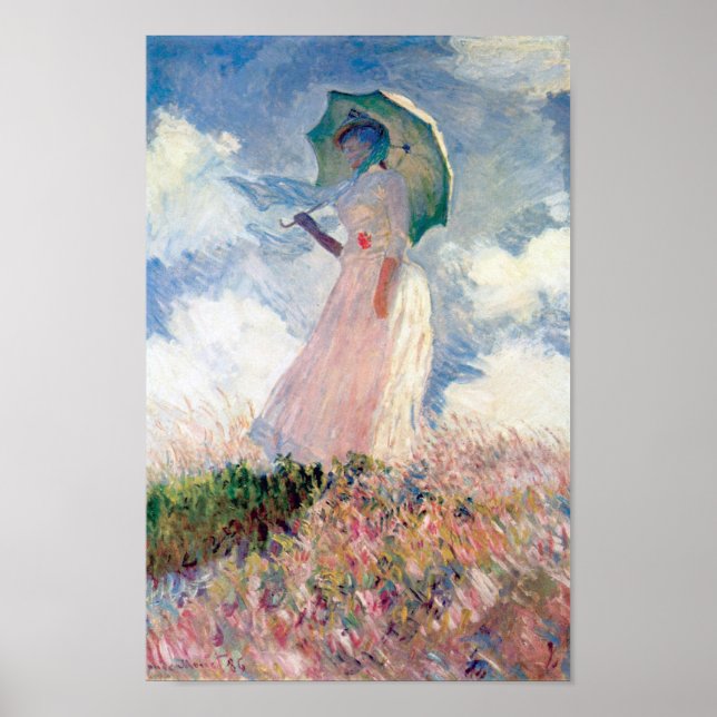 Kvinnor med parasol, Claude Monet, 1886 Poster (Framsidan)