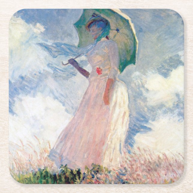 Kvinnor med parasol, Claude Monet, 1886 Underlägg Papper Kvadrat (Framsidan)