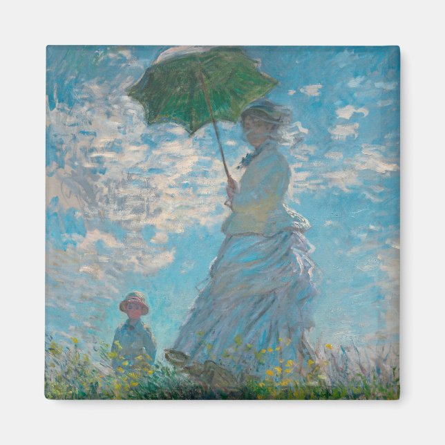 Kvinnor med Parasol Claude Monet Fine Art Magnet (Framsidan)