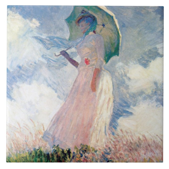 Kvinnor med parasol, Claude Monet Kakelplatta (Framsidan)