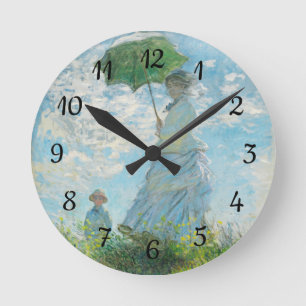 Kvinnor med Parasol Claude Monet Rund Klocka