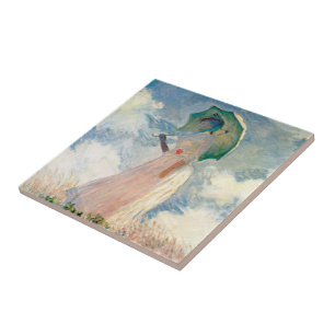 Kvinnor med Parasol Claude Monet Vintage Art Kakelplatta