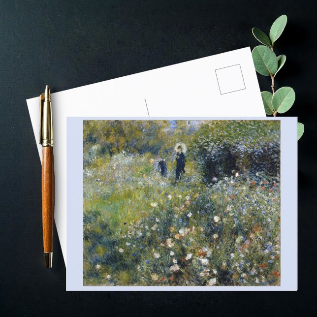 Kvinnor med parasol i en Garden (1875), Renoir Vykort (Skapare uppladdad)