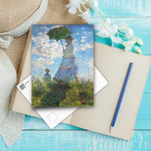 Kvinnor med parasol - madame Monet, konst Vykort