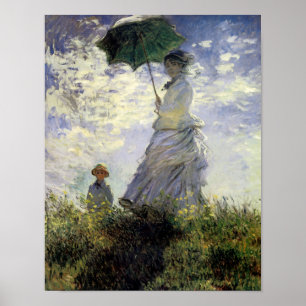 Kvinnor med parasol ~ Madame Monet med hennes son Poster