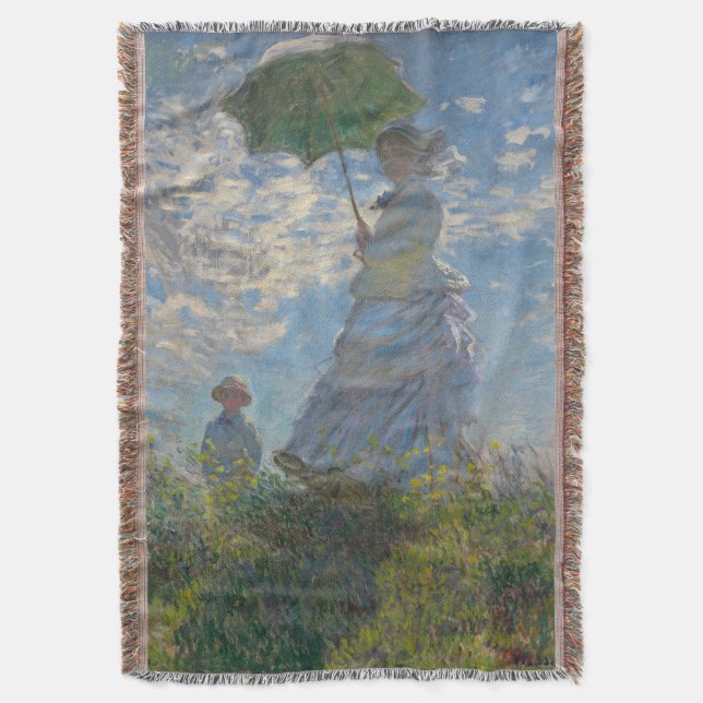 Kvinnor med parasol - Madame Monet och Hennes son Filt (Framsidan Vertikal)