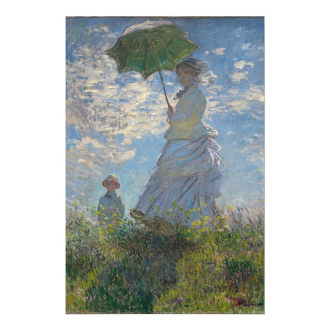 Kvinnor med parasol - Madame Monet och Hennes son Fototryck (Framsidan)