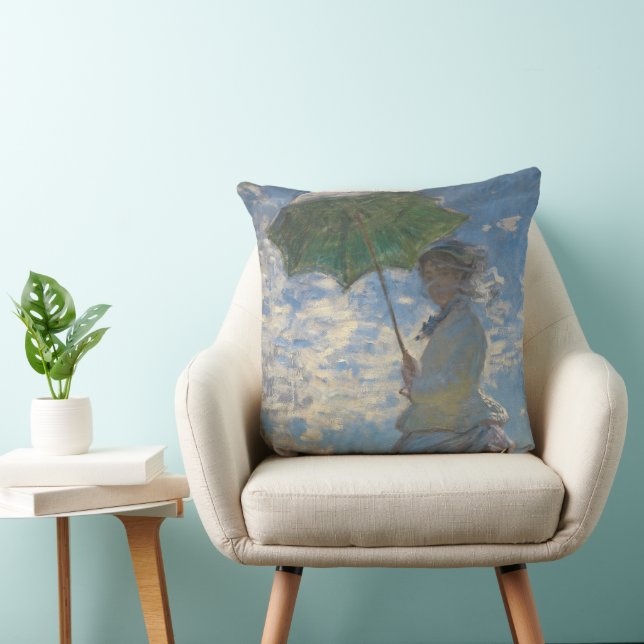Kvinnor med parasol - Madame Monet och Hennes son Kudde (Stol)