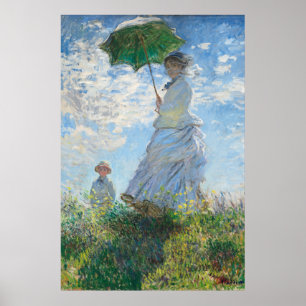 Kvinnor med parasol, madame Monet och hennes son Poster