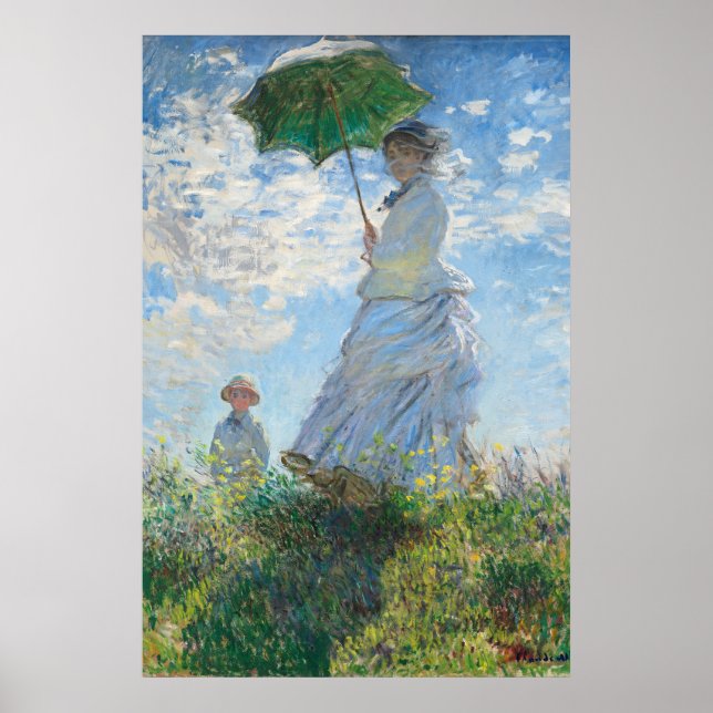 Kvinnor med parasol, madame Monet och hennes son Poster (Framsidan)